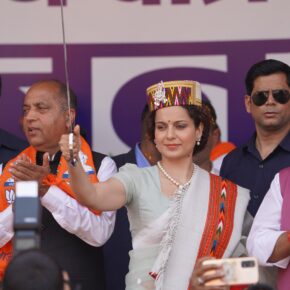 Film actress Kangana Ranaut files nomination papers for Mandi parliament constituency