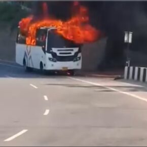 Volvo Bus catches fire near Sunder Nagar; all passengers safe