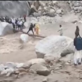 Girl and boy had a narrow escape, after falling into gushing water in Seraj area of Mandi